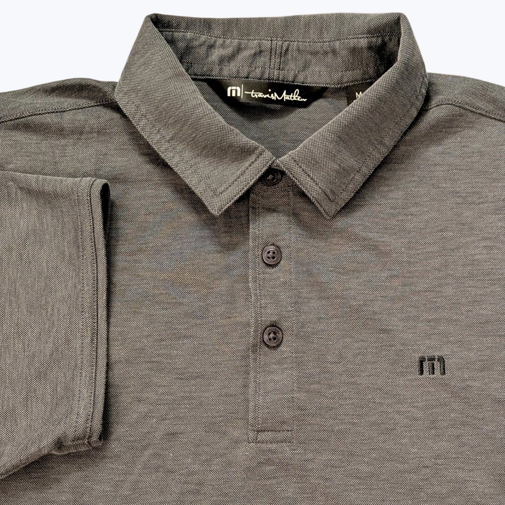 TravisMathew Mens Short Sleeve Polo Shirt Size M Heathered Gray Golf Performance